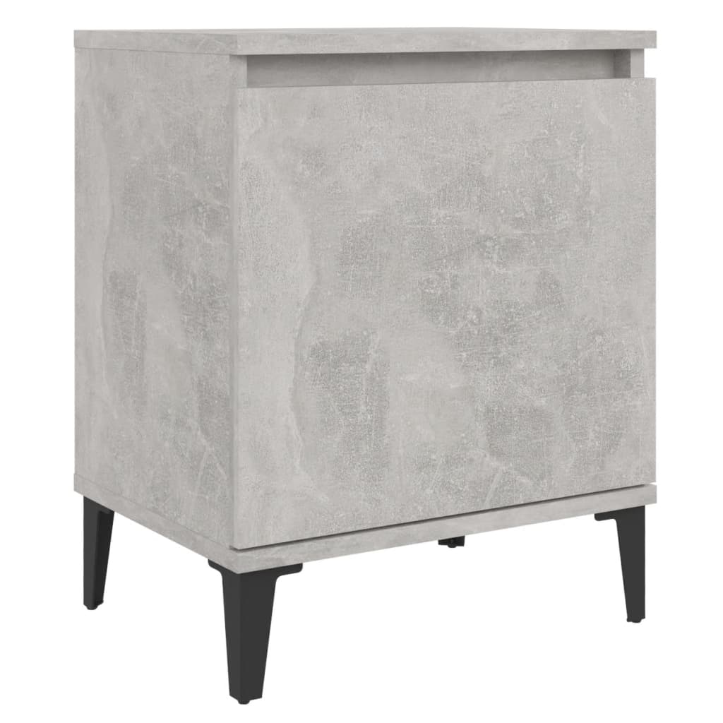 Comodini con Gambe in Metallo Grigio Cemento 40x30x50 cm - homemem39
