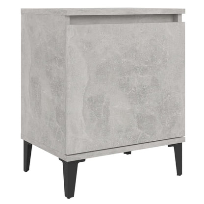 Comodini con Gambe in Metallo Grigio Cemento 40x30x50 cm - homemem39