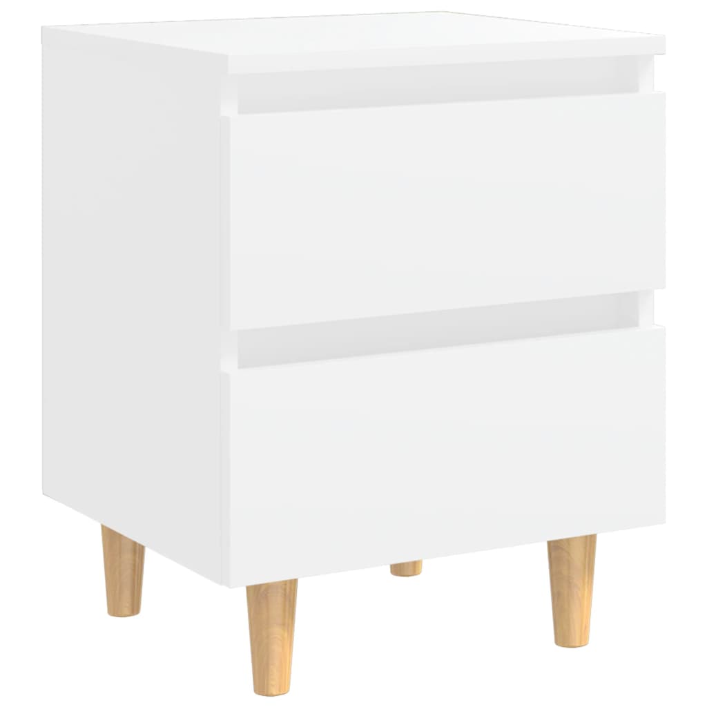 Comodino con Gambe in Pino Massello Bianco 40x35x50 cm - homemem39