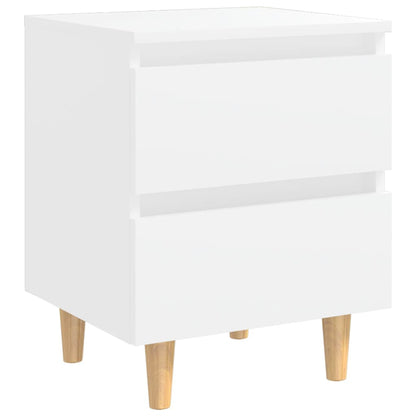 Comodino con Gambe in Pino Massello Bianco 40x35x50 cm - homemem39