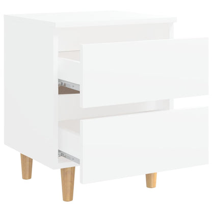 Comodino con Gambe in Pino Massello Bianco 40x35x50 cm - homemem39