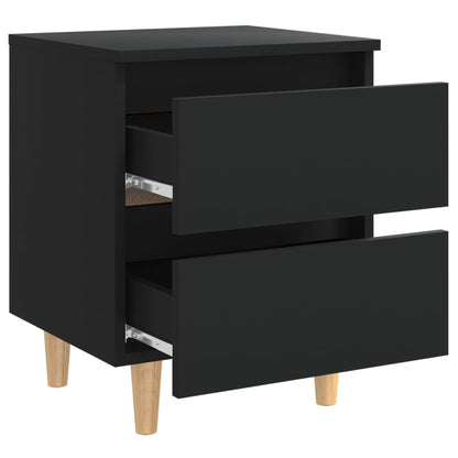 Comodino con Gambe in Pino Massello Nero 40x35x50 cm - homemem39