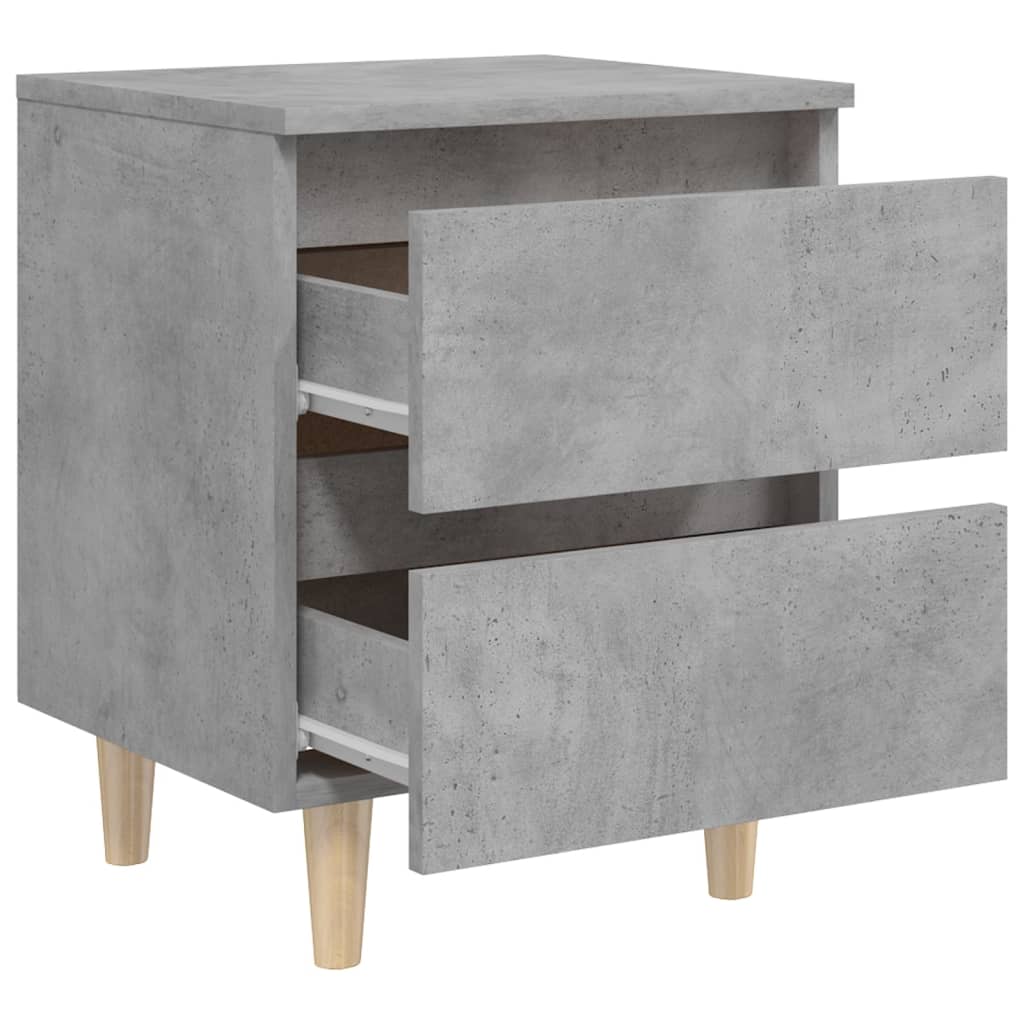 Comodino con Gambe in Pino Massello Grigio Cemento 40x35x50 cm - homemem39