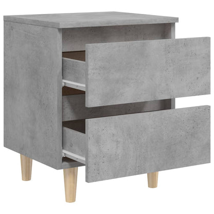Comodino con Gambe in Pino Massello Grigio Cemento 40x35x50 cm - homemem39