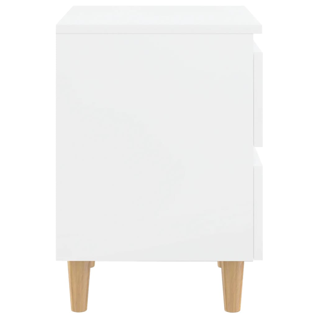 Comodini con Gambe Legno Pino 2pz Bianco Lucido 40x35x50 cm - homemem39