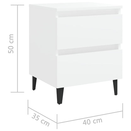 Comodino Bianco 40x35x50 cm in Legno Multistrato - homemem39