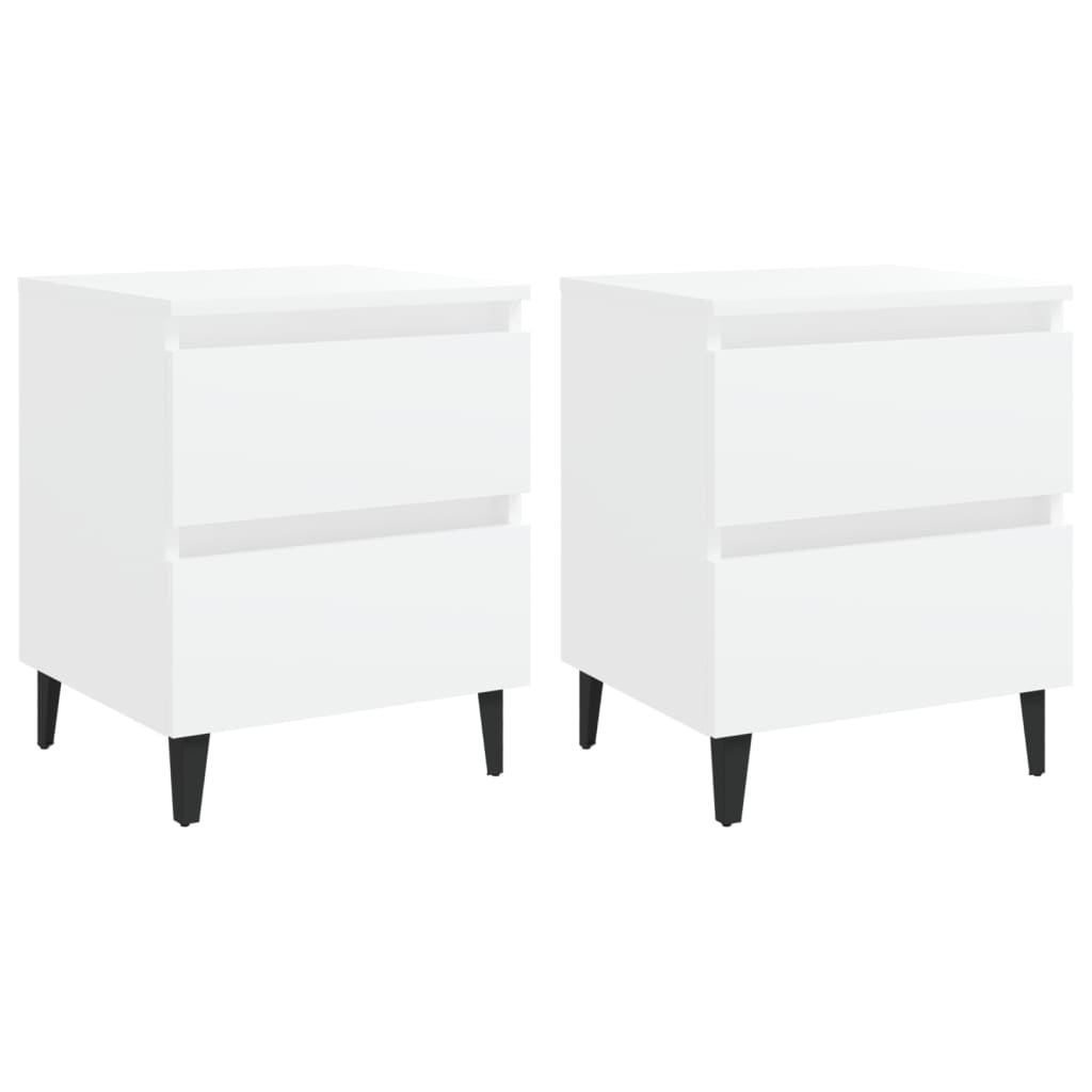 Comodini 2 pz Bianco Lucido 40x35x50 cm in Legno Multistrato - homemem39