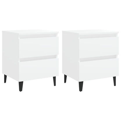 Comodini 2 pz Bianco Lucido 40x35x50 cm in Legno Multistrato - homemem39