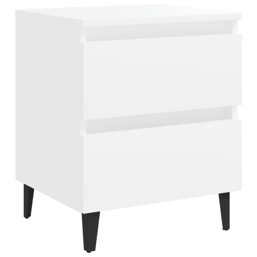 Comodini 2 pz Bianco Lucido 40x35x50 cm in Legno Multistrato - homemem39