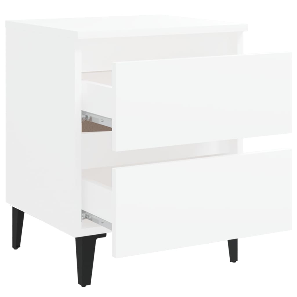 Comodini 2 pz Bianco Lucido 40x35x50 cm in Legno Multistrato - homemem39