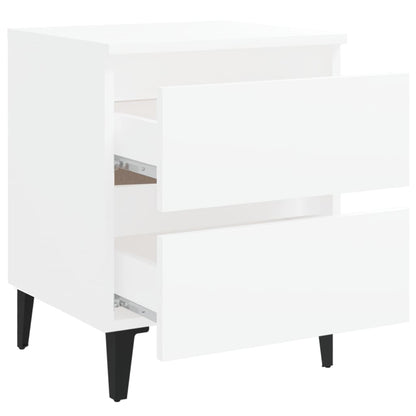 Comodini 2 pz Bianco Lucido 40x35x50 cm in Legno Multistrato - homemem39