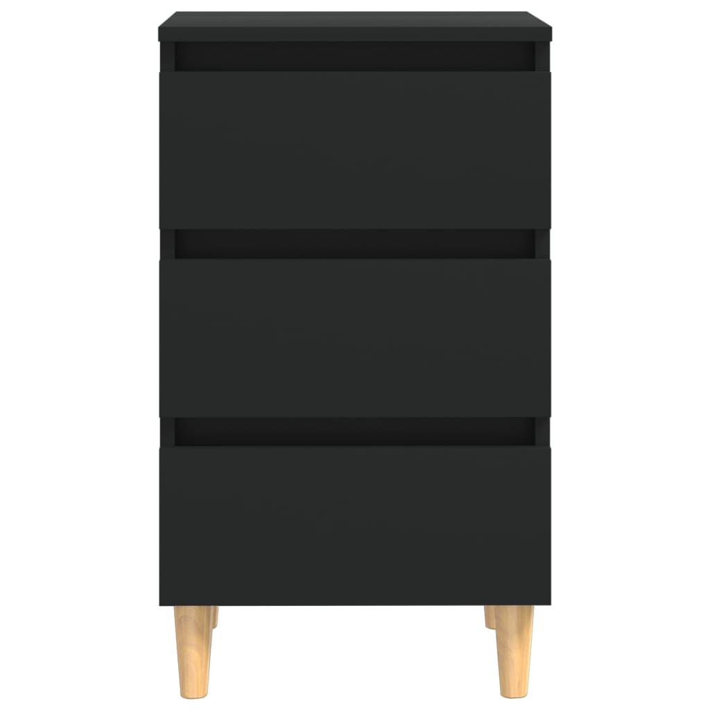 Comodino con Gambe in Legno Massello Nero 40x35x69 cm - homemem39