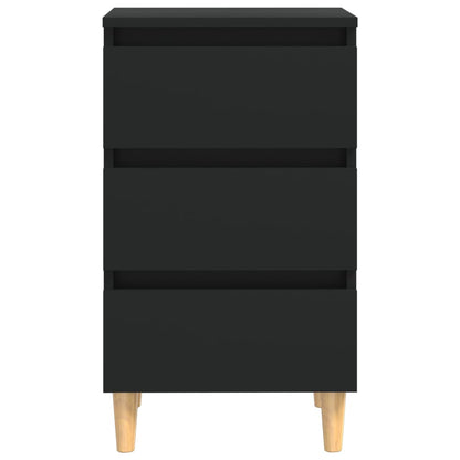 Comodino con Gambe in Legno Massello Nero 40x35x69 cm - homemem39
