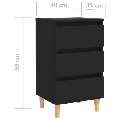 Comodino con Gambe in Legno Massello Nero 40x35x69 cm - homemem39