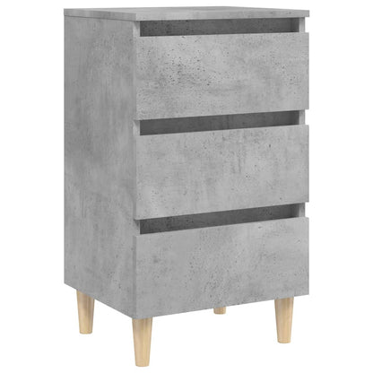 Comodino con Gambe in Legno Massello Grigio Cemento 40x35x69 cm - homemem39