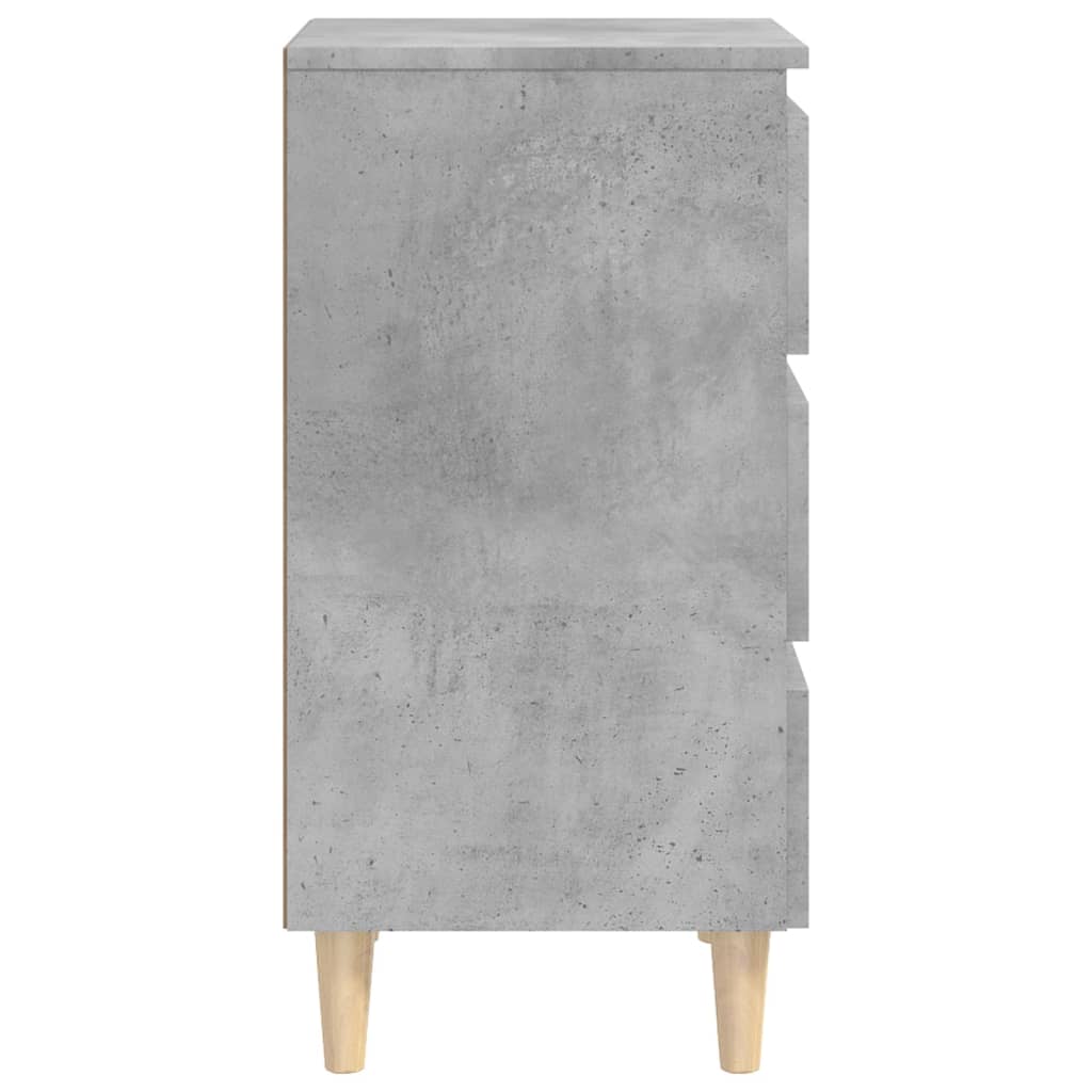 Comodino con Gambe in Legno Massello Grigio Cemento 40x35x69 cm - homemem39