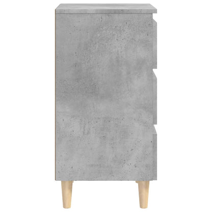 Comodino con Gambe in Legno Massello Grigio Cemento 40x35x69 cm - homemem39