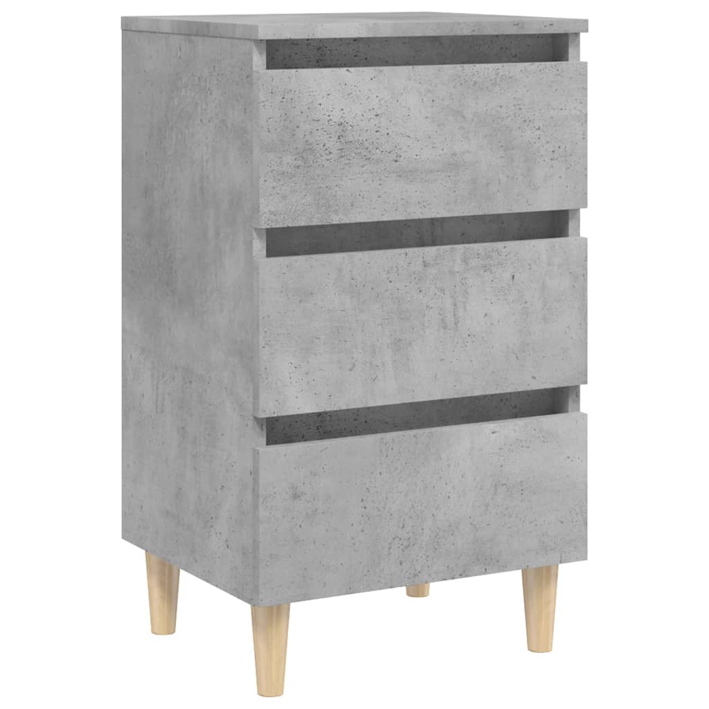 Comodini con Gambe Legno Massello 2pz Grigio Cemento 40x35x69cm - homemem39