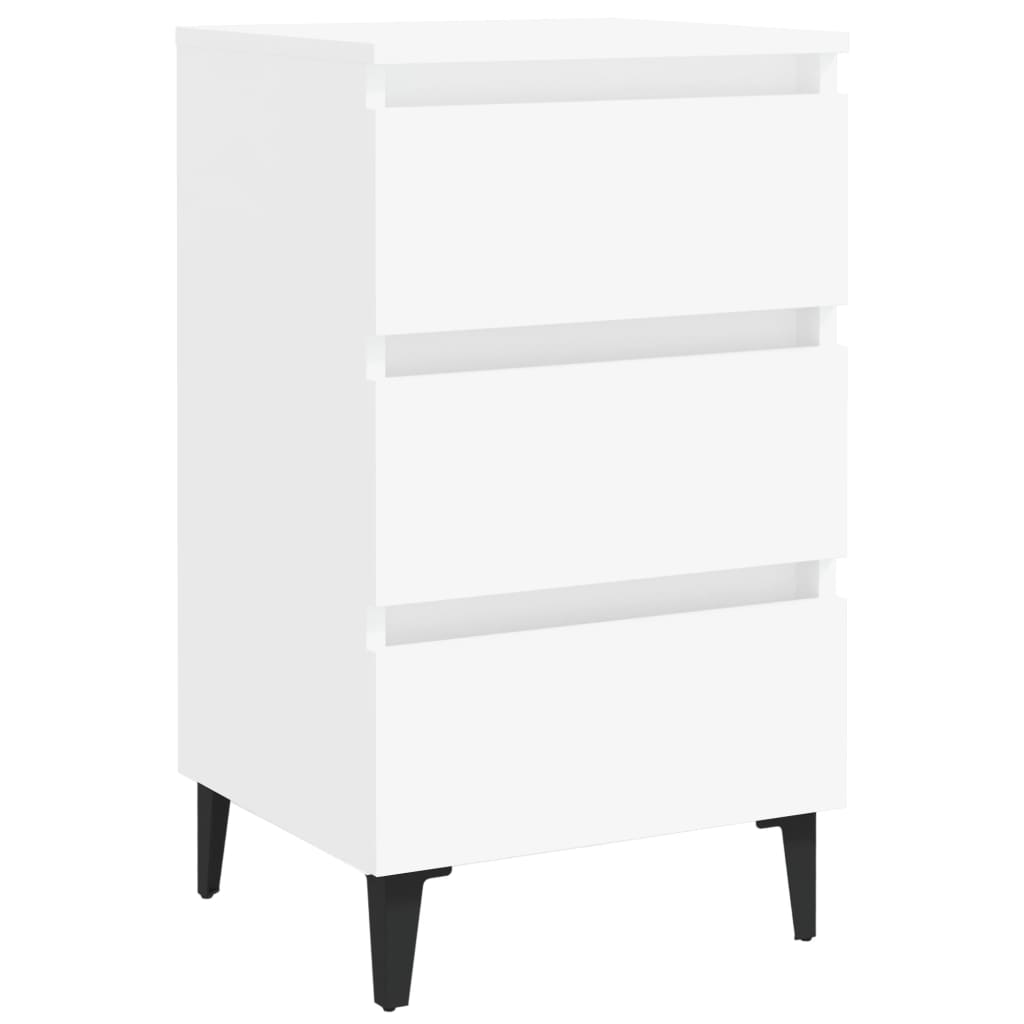 Comodino con Gambe in Metallo Bianco 40x35x69 cm - homemem39
