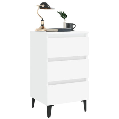 Comodino con Gambe in Metallo Bianco 40x35x69 cm - homemem39