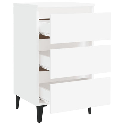 Comodino con Gambe in Metallo Bianco 40x35x69 cm - homemem39