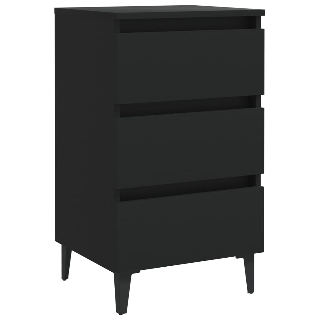 Comodino con Gambe in Metallo Nero 40x35x69 cm - homemem39