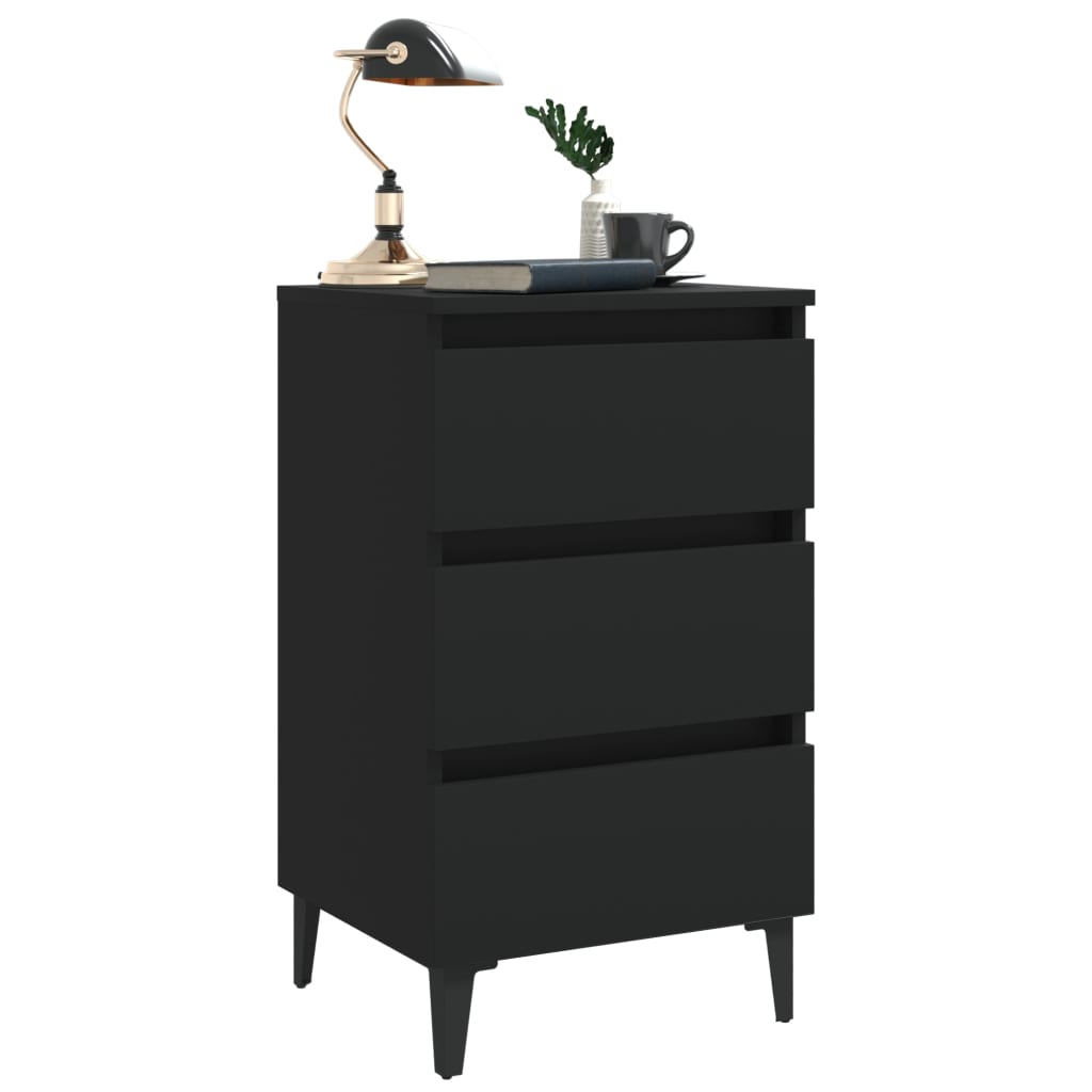 Comodino con Gambe in Metallo Nero 40x35x69 cm - homemem39