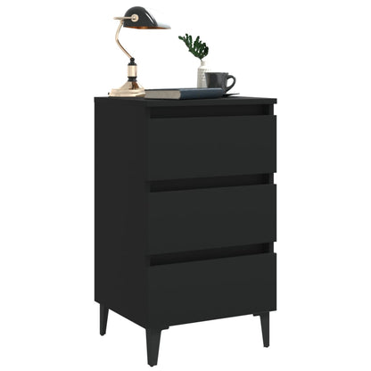 Comodino con Gambe in Metallo Nero 40x35x69 cm - homemem39