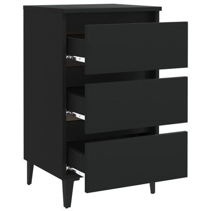 Comodino con Gambe in Metallo Nero 40x35x69 cm - homemem39