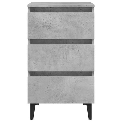 Comodino con Gambe in Metallo Grigio Cemento 40x35x69 cm - homemem39