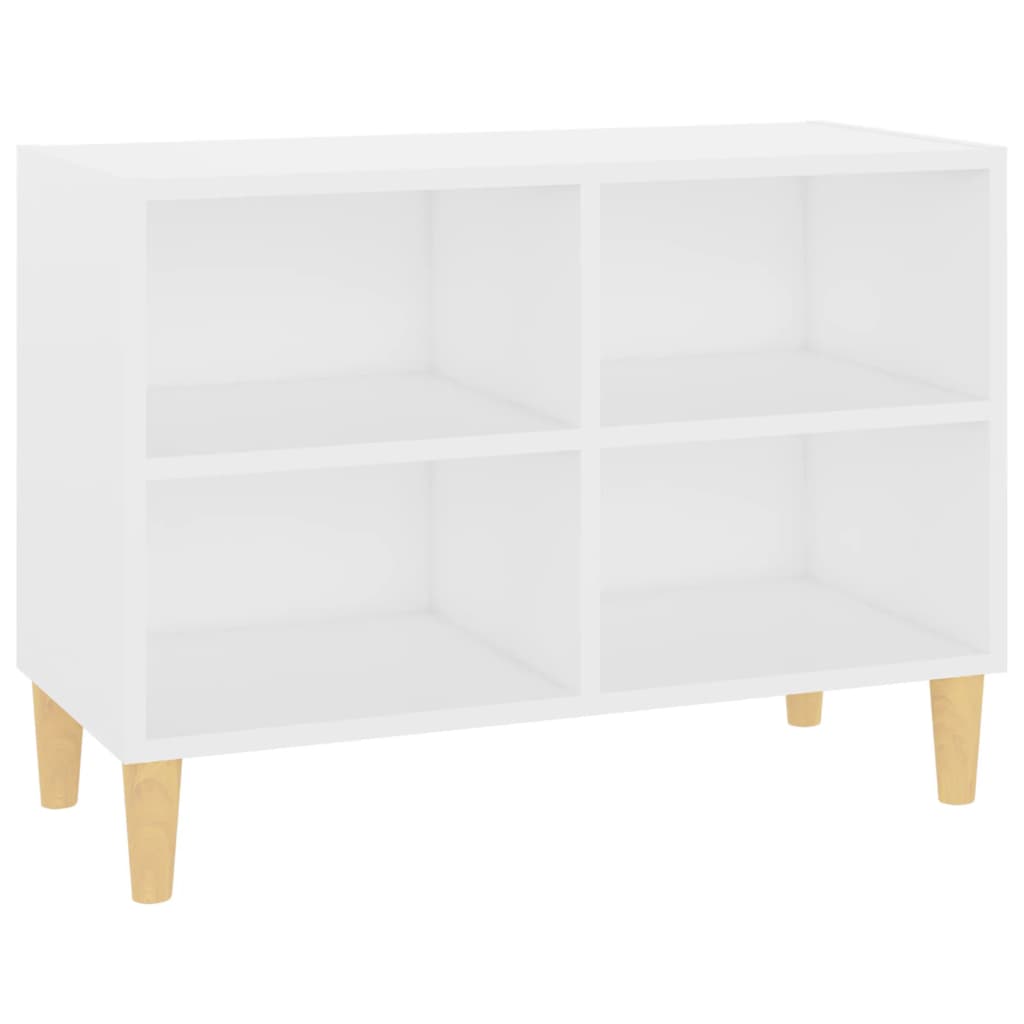 Mobile TV con Gambe in Legno Massello Bianco 69,5x30x50 cm - homemem39