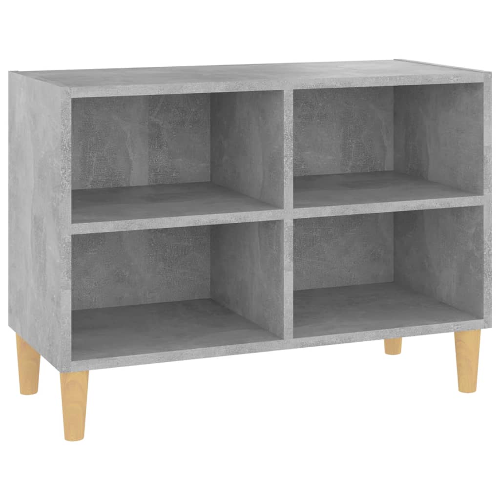 Mobile TV con Gambe Legno Massello Grigio Cemento 69,5x30x50 cm - homemem39