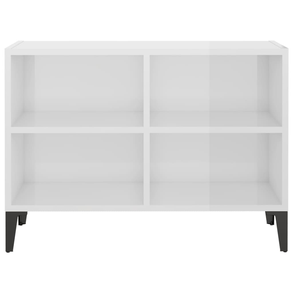 Mobile TV con Gambe in Metallo Bianco Lucido 69,5x30x50 cm