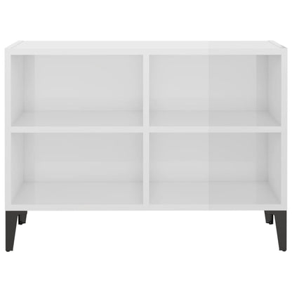 Mobile TV con Gambe in Metallo Bianco Lucido 69,5x30x50 cm