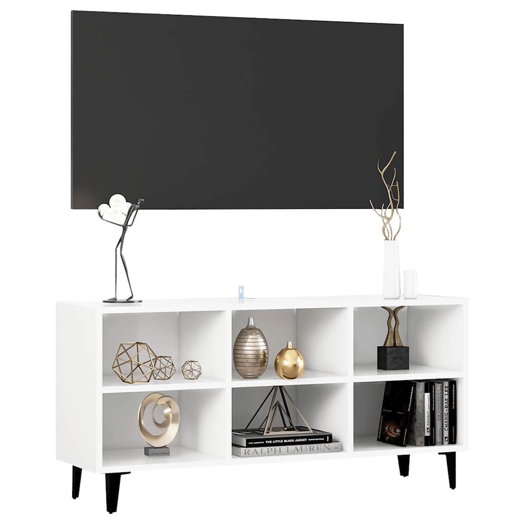 Mobile TV con Gambe in Metallo Bianco 103,5x30x50 cm