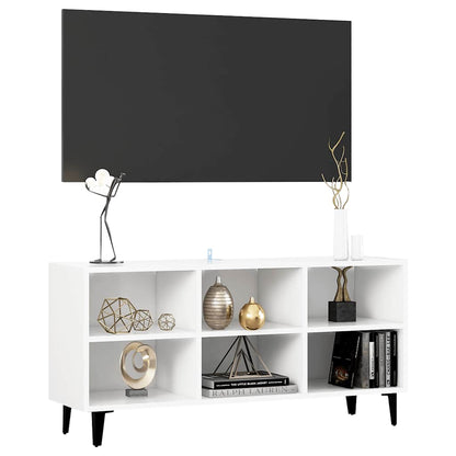 Mobile TV con Gambe in Metallo Bianco 103,5x30x50 cm