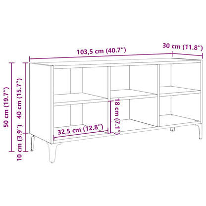 Mobile TV con Gambe in Metallo Bianco 103,5x30x50 cm