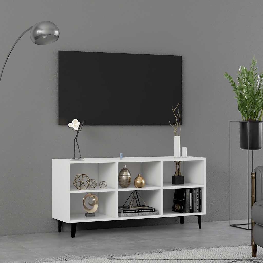 Mobile TV con Gambe in Metallo Bianco 103,5x30x50 cm