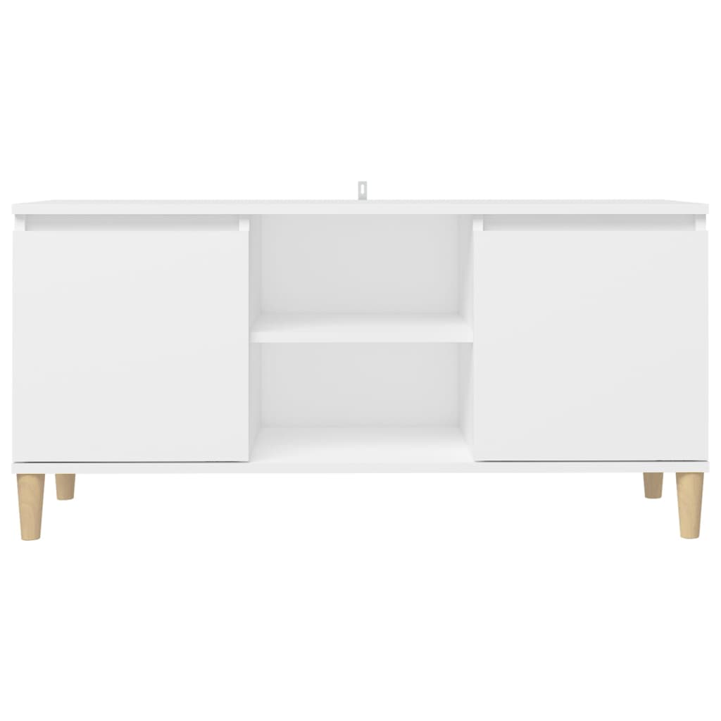 Comodino con Gambe in Legno Massello Bianco 103,5x30x50 cm - homemem39