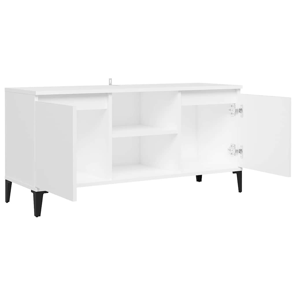 Mobile TV con Gambe in Metallo Bianco 103,5x30x50 cm
