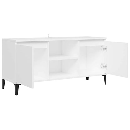 Mobile TV con Gambe in Metallo Bianco 103,5x30x50 cm