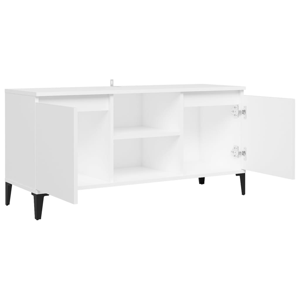 Mobile TV con Gambe in Metallo Bianco 103,5x30x50 cm