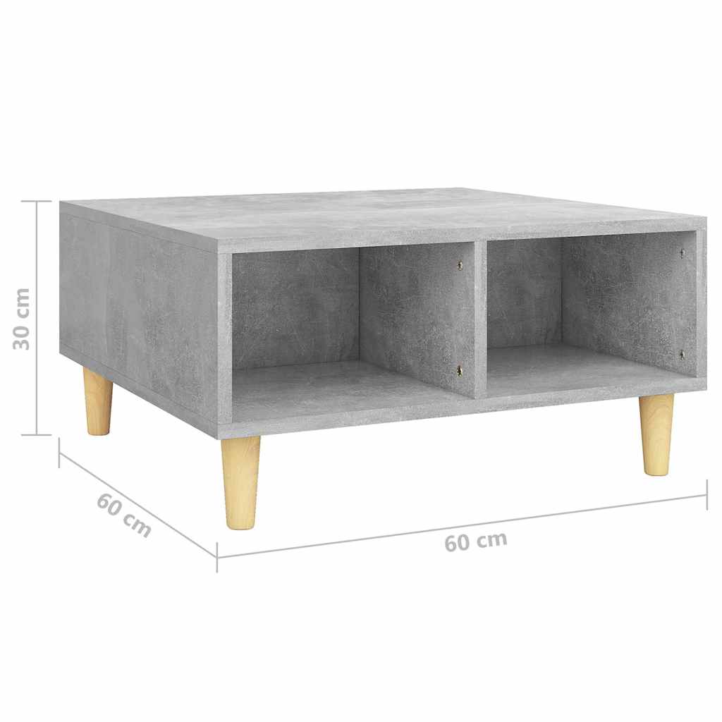Tavolino da Salotto Grigio Cemento 60x60x30cm Legno Multistrato