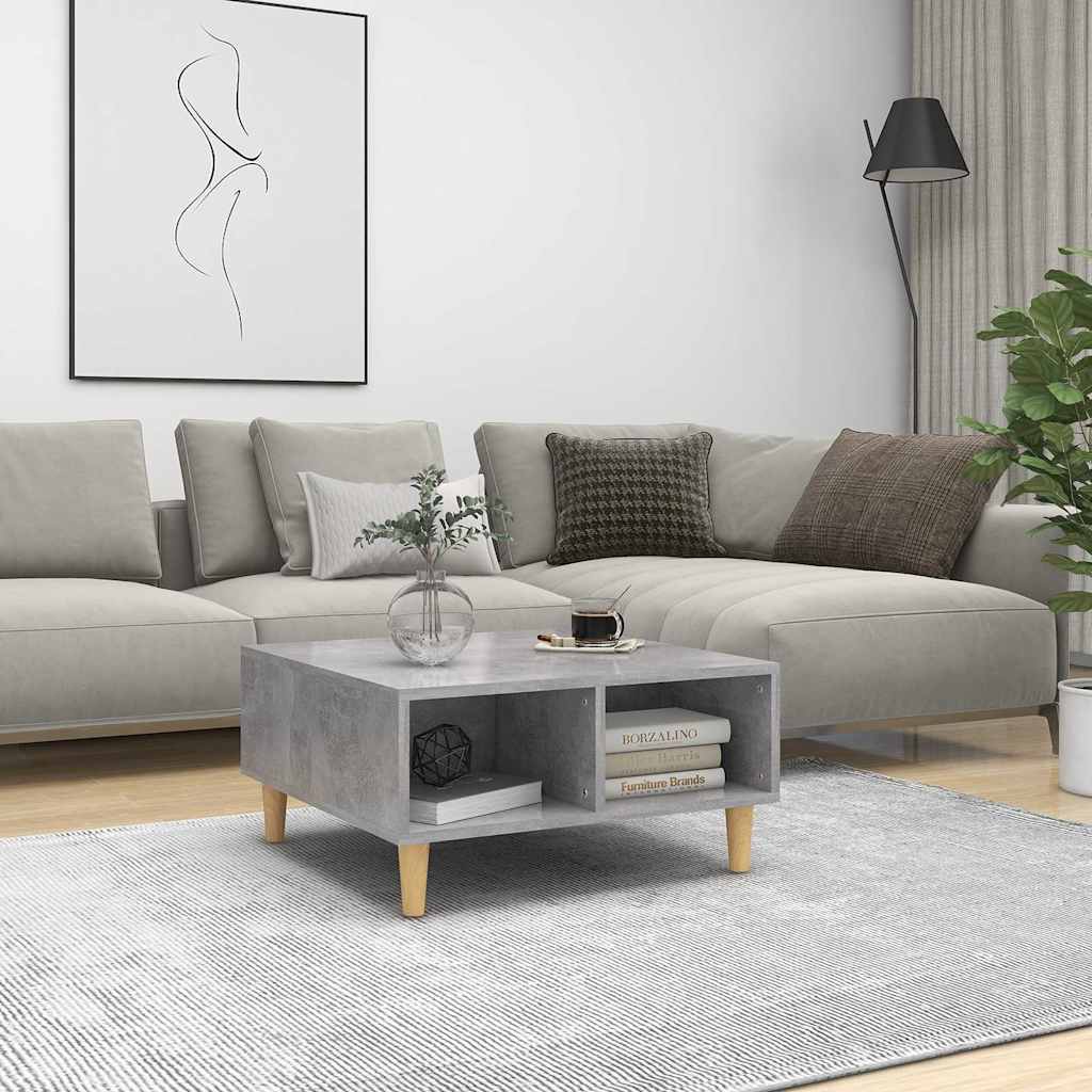 Tavolino da Salotto Grigio Cemento 60x60x30cm Legno Multistrato