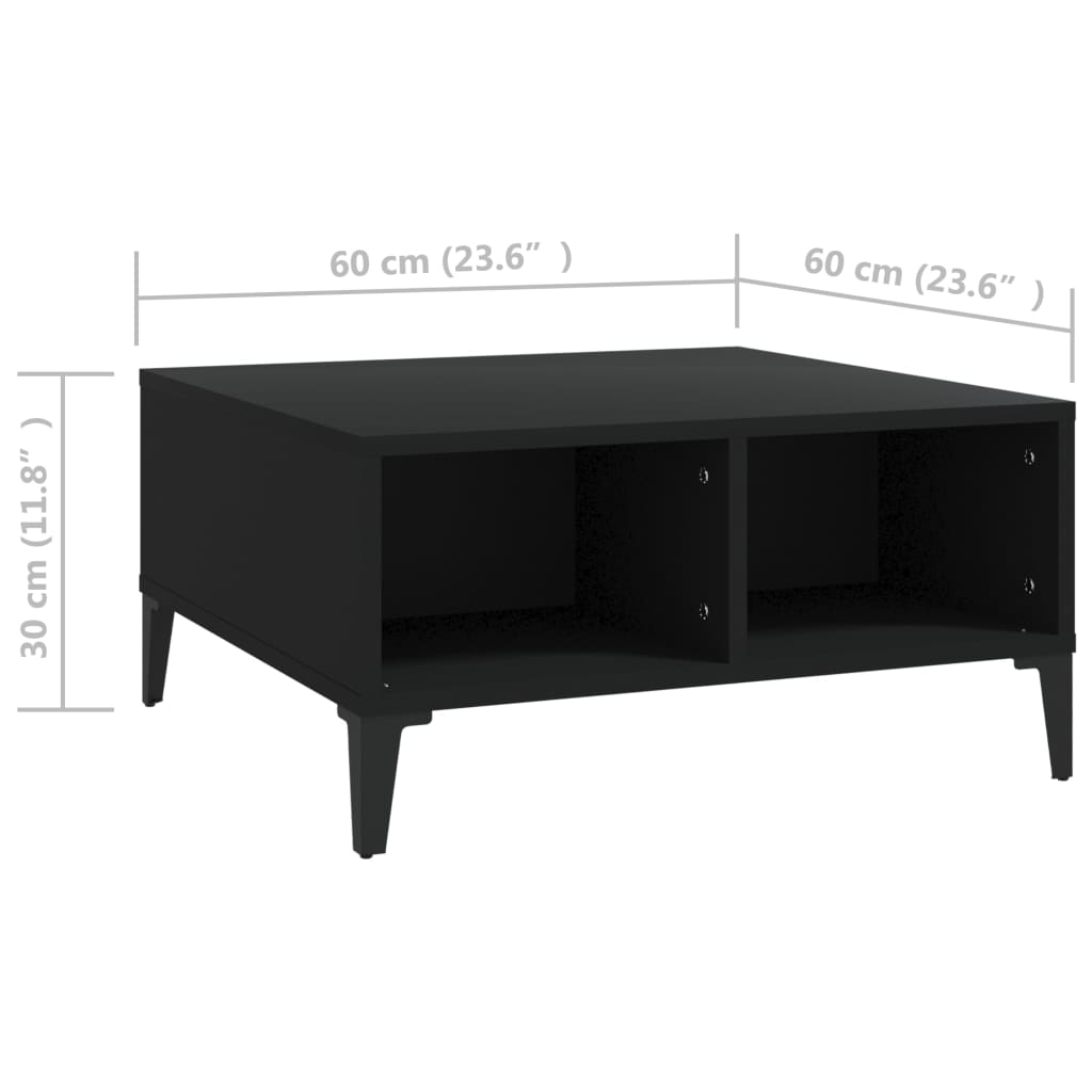 Tavolino da Salotto Nero 60x60x30 cm in Legno Multistrato | homemem39