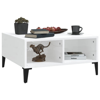 Tavolino da Salotto Bianco Lucido 60x60x30 cm Legno Multistrato | homemem39