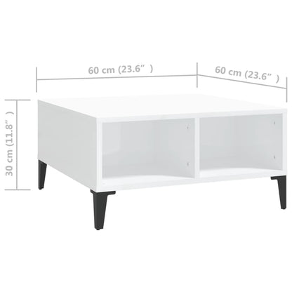 Tavolino da Salotto Bianco Lucido 60x60x30 cm Legno Multistrato | homemem39