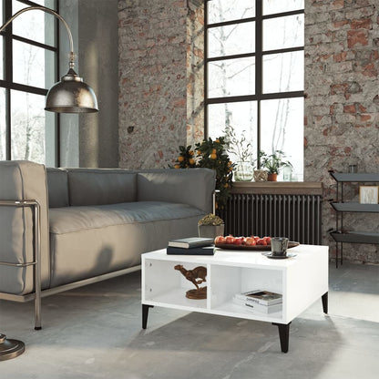 Tavolino da Salotto Bianco Lucido 60x60x30 cm Legno Multistrato | homemem39