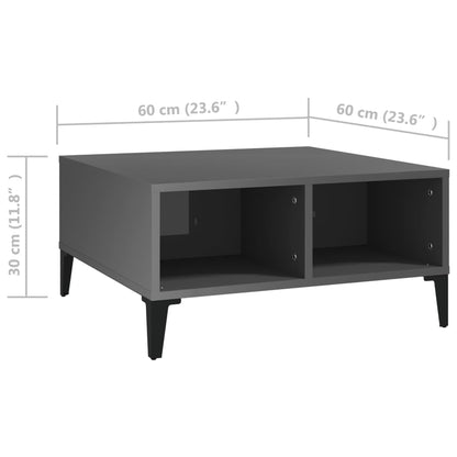 Tavolino da Salotto Grigio Lucido 60x60x30 cm Legno Multistrato | homemem39