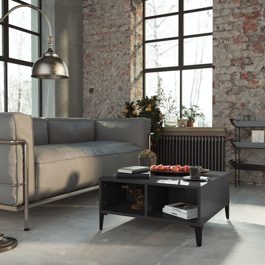 Tavolino da Salotto Grigio Lucido 60x60x30 cm Legno Multistrato | homemem39